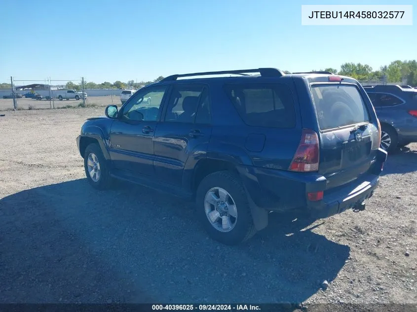 2005 Toyota 4Runner Sr5 V6 VIN: JTEBU14R458032577 Lot: 40396025