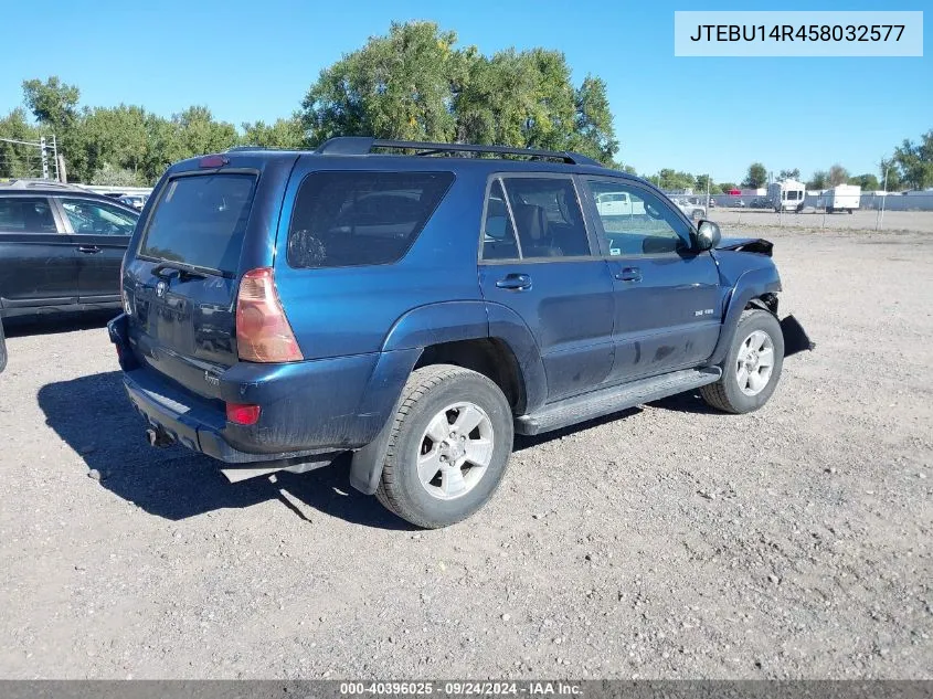 2005 Toyota 4Runner Sr5 V6 VIN: JTEBU14R458032577 Lot: 40396025