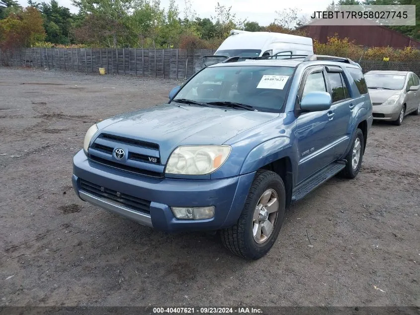 2005 Toyota 4Runner Limited V8 VIN: JTEBT17R958027745 Lot: 40407621