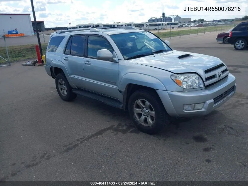 2005 Toyota 4Runner Sr5 Sport V6 VIN: JTEBU14R650078216 Lot: 40411433