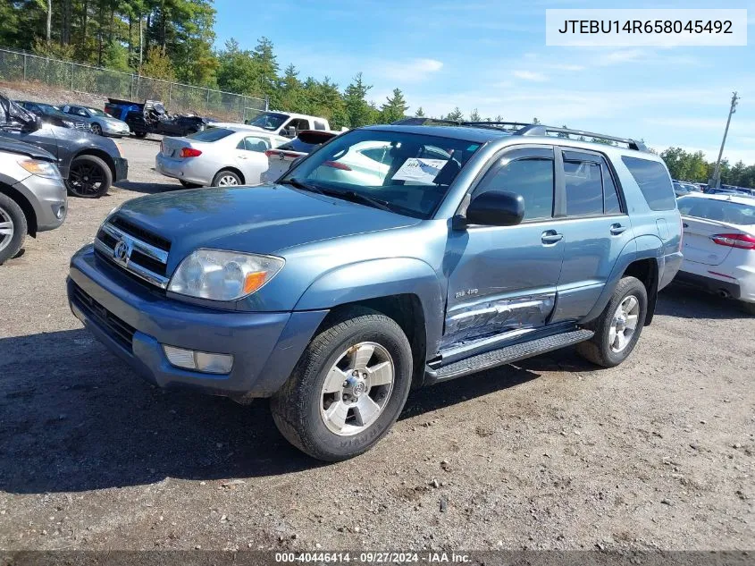 2005 Toyota 4Runner Sr5 V6 VIN: JTEBU14R658045492 Lot: 40446414