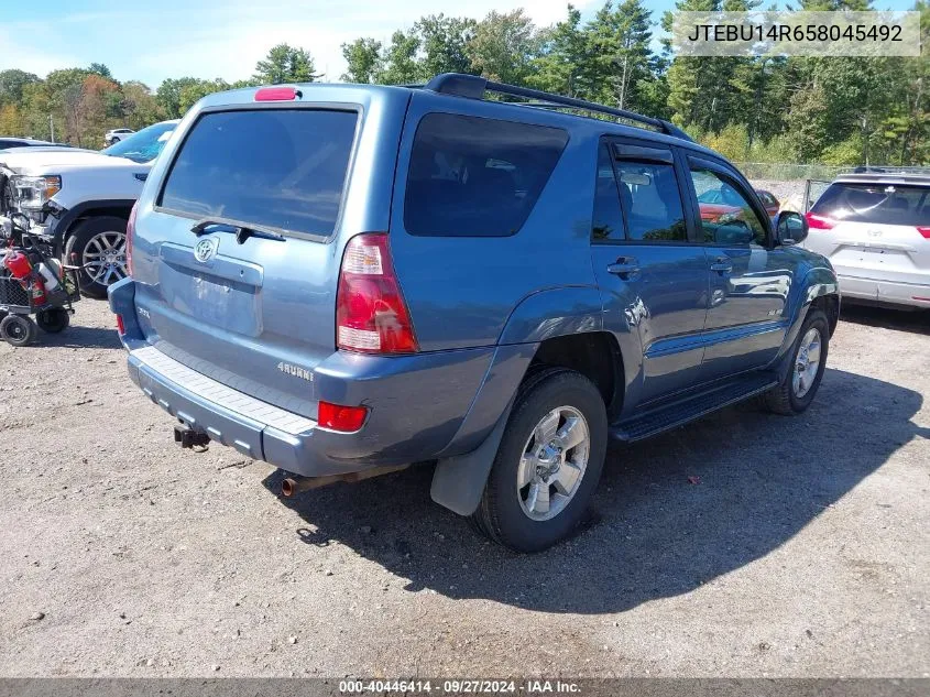 2005 Toyota 4Runner Sr5 V6 VIN: JTEBU14R658045492 Lot: 40446414