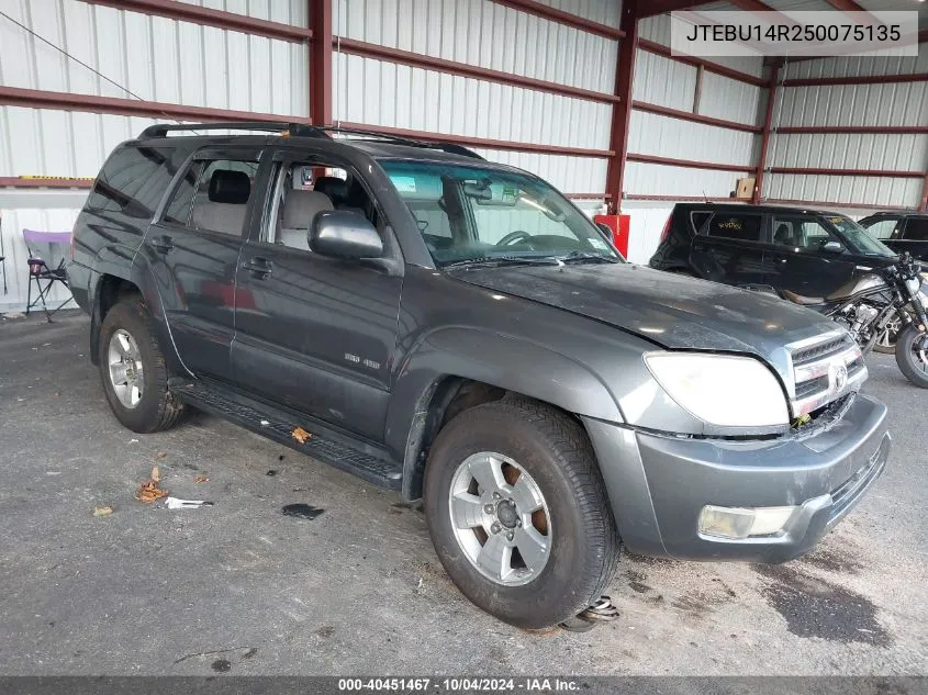 2005 Toyota 4Runner Sr5 V6 VIN: JTEBU14R250075135 Lot: 40451467