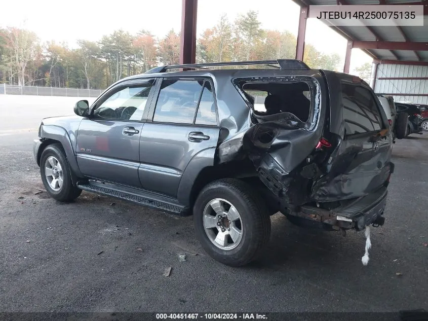 2005 Toyota 4Runner Sr5 V6 VIN: JTEBU14R250075135 Lot: 40451467