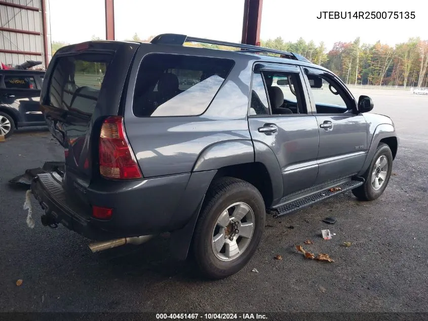 2005 Toyota 4Runner Sr5 V6 VIN: JTEBU14R250075135 Lot: 40451467