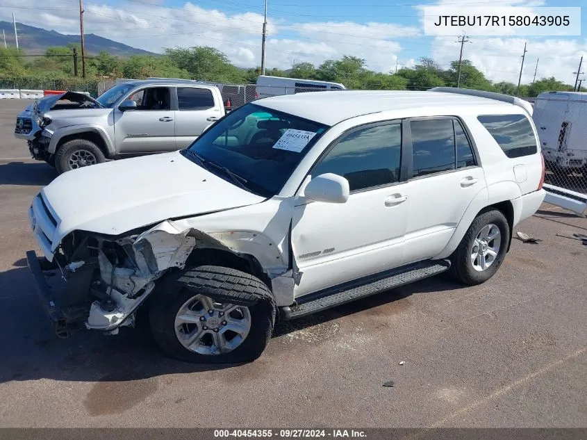 JTEBU17R158043905 2005 Toyota 4Runner Limited V6