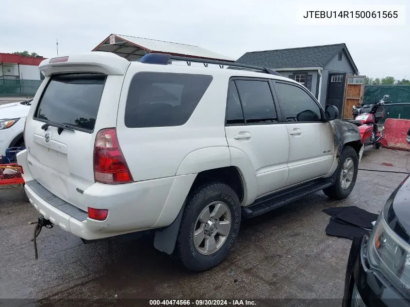 2005 Toyota 4Runner Sr5 V6 VIN: JTEBU14R150061565 Lot: 40474566