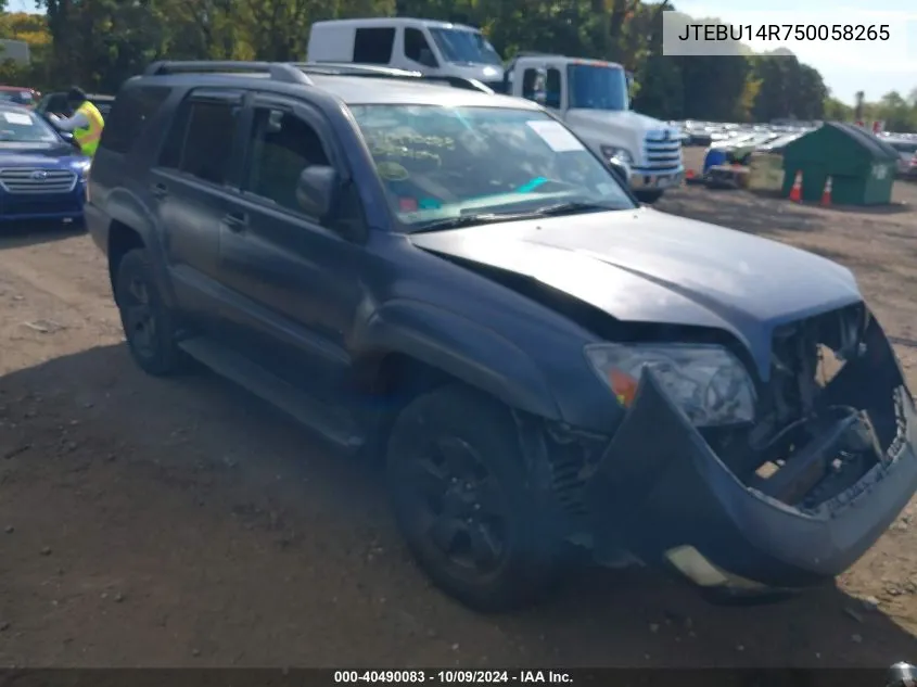 JTEBU14R750058265 2005 Toyota 4Runner Sr5/Sport