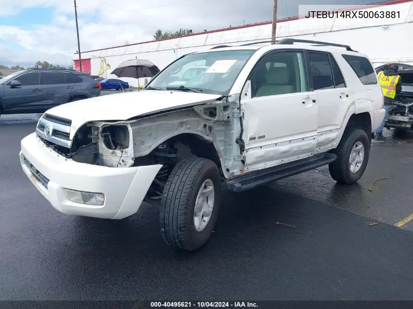 2005 Toyota 4Runner Sr5 V6 VIN: JTEBU14RX50063881 Lot: 40495621