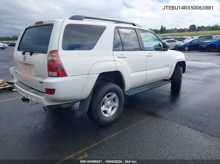 2005 Toyota 4Runner Sr5 V6 VIN: JTEBU14RX50063881 Lot: 40495621