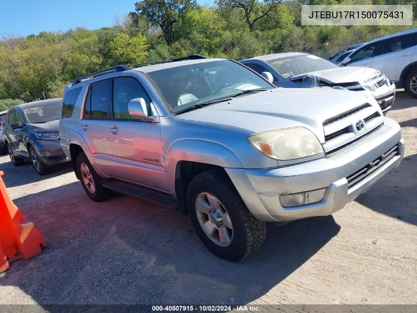 2005 Toyota 4Runner Limited V6 VIN: JTEBU17R150075431 Lot: 40507915