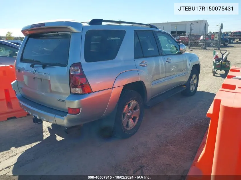 2005 Toyota 4Runner Limited V6 VIN: JTEBU17R150075431 Lot: 40507915