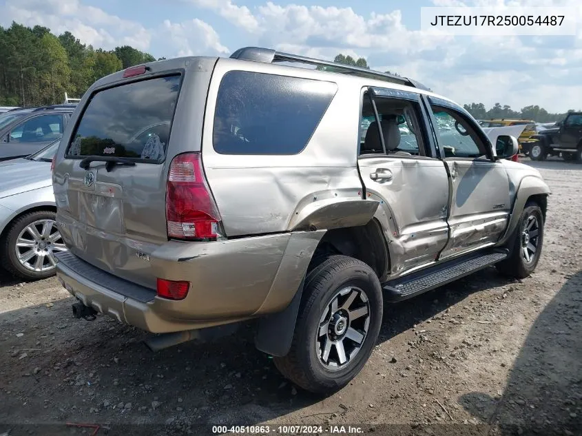 2005 Toyota 4Runner Limited V6 VIN: JTEZU17R250054487 Lot: 40510863