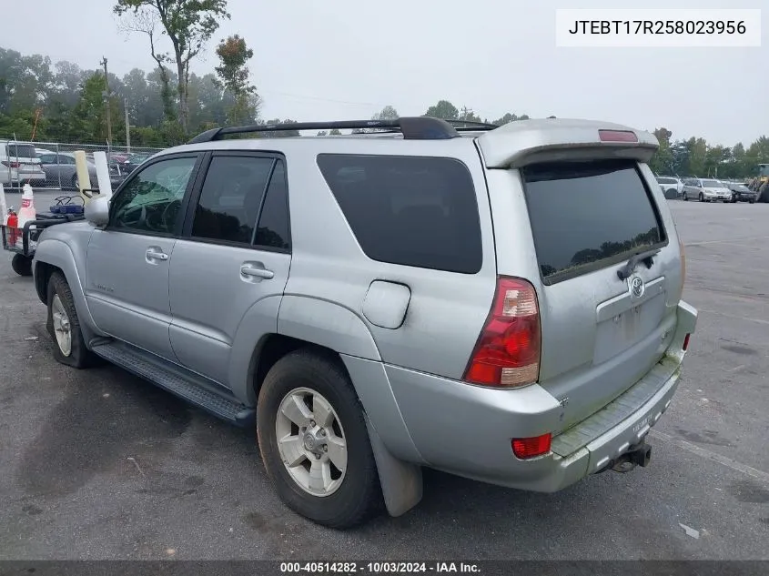 2005 Toyota 4Runner Limited V8 VIN: JTEBT17R258023956 Lot: 40514282