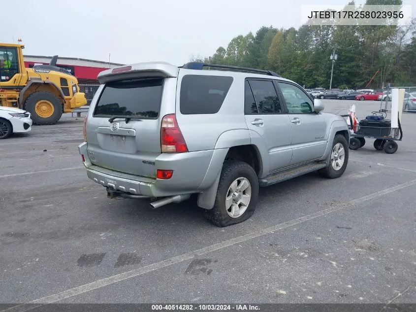 2005 Toyota 4Runner Limited V8 VIN: JTEBT17R258023956 Lot: 40514282