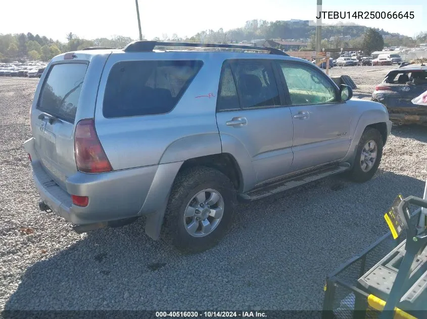 2005 Toyota 4Runner Sr5 V6 VIN: JTEBU14R250066645 Lot: 40516030