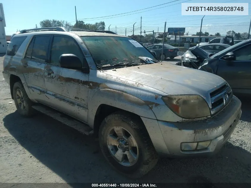 2005 Toyota 4Runner Sr5 V8 VIN: JTEBT14R358028748 Lot: 40551440