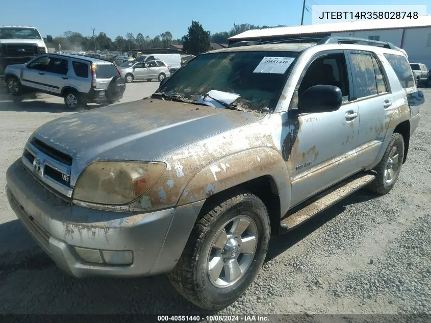 2005 Toyota 4Runner Sr5 V8 VIN: JTEBT14R358028748 Lot: 40551440