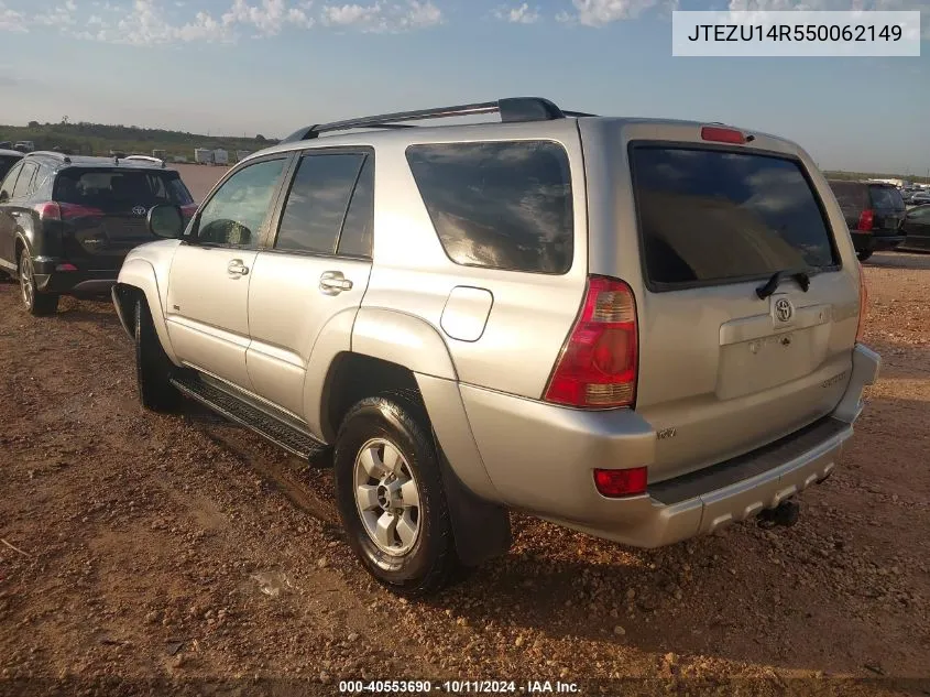 2005 Toyota 4Runner Sr5/Sport VIN: JTEZU14R550062149 Lot: 40553690