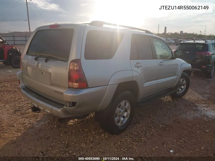 2005 Toyota 4Runner Sr5/Sport VIN: JTEZU14R550062149 Lot: 40553690