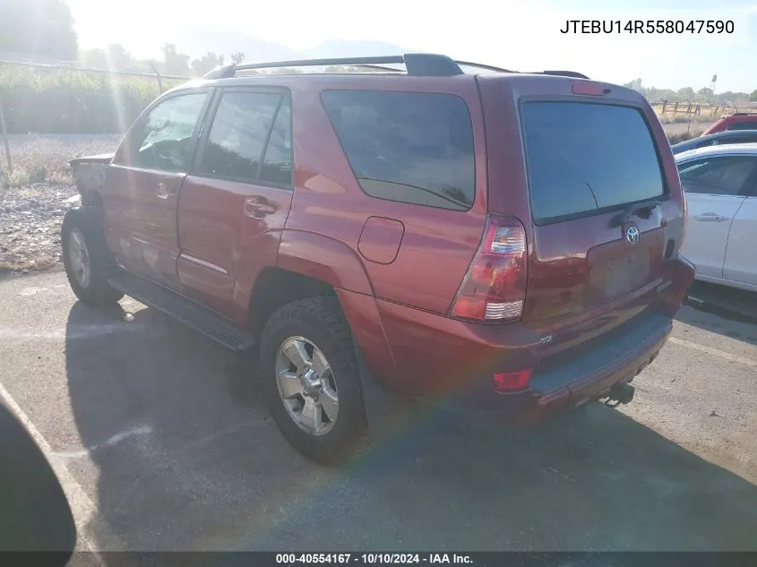 2005 Toyota 4Runner Sr5 V6 VIN: JTEBU14R558047590 Lot: 40554167