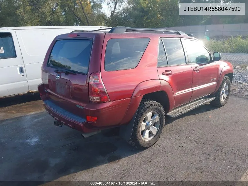 2005 Toyota 4Runner Sr5 V6 VIN: JTEBU14R558047590 Lot: 40554167