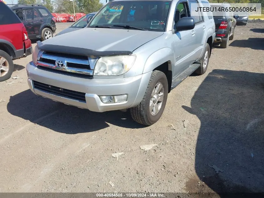 2005 Toyota 4Runner Sr5 V6 VIN: JTEBU14R650060864 Lot: 40554505