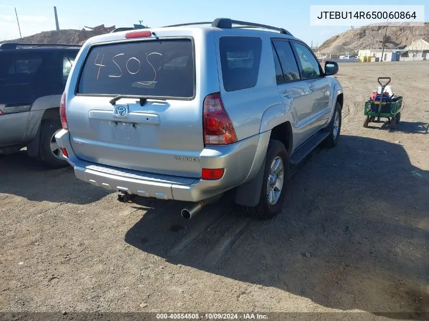 2005 Toyota 4Runner Sr5 V6 VIN: JTEBU14R650060864 Lot: 40554505