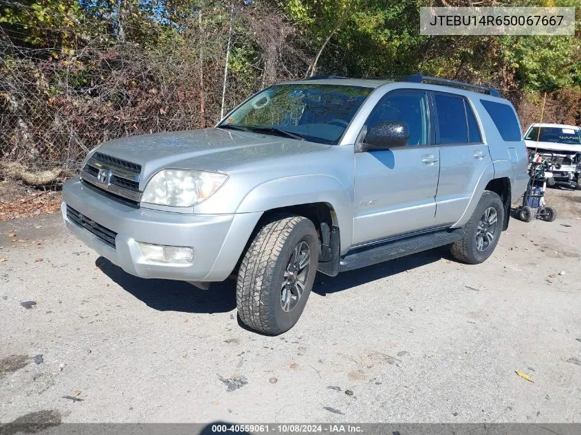 2005 Toyota 4Runner Sr5 V6 VIN: JTEBU14R650067667 Lot: 40559061