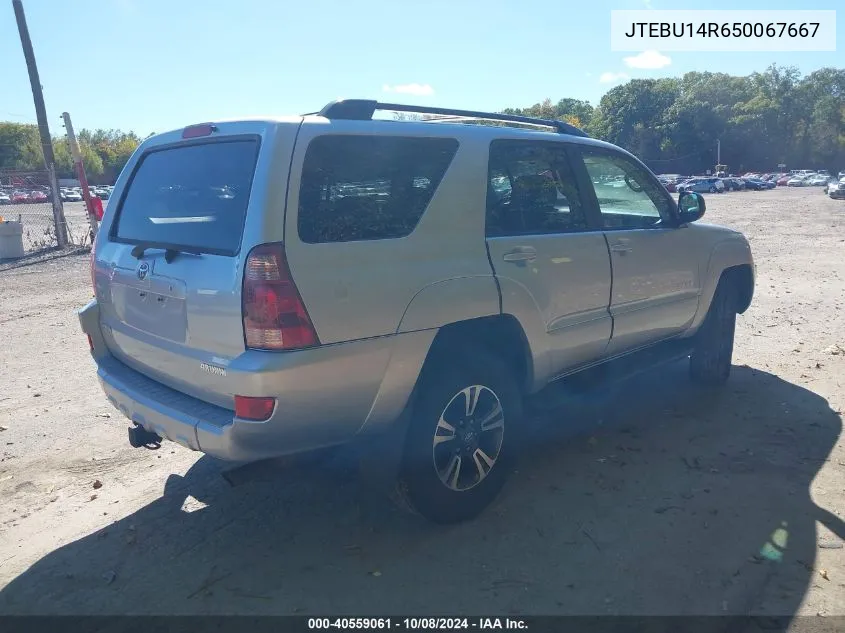 2005 Toyota 4Runner Sr5 V6 VIN: JTEBU14R650067667 Lot: 40559061