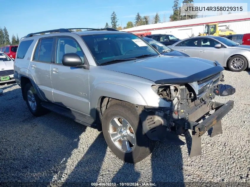 2005 Toyota 4Runner Sr5 V6 VIN: JTEBU14R358029315 Lot: 40576313