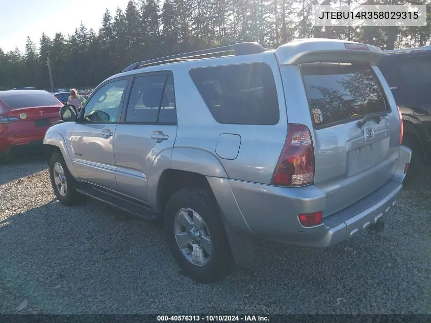 2005 Toyota 4Runner Sr5 V6 VIN: JTEBU14R358029315 Lot: 40576313