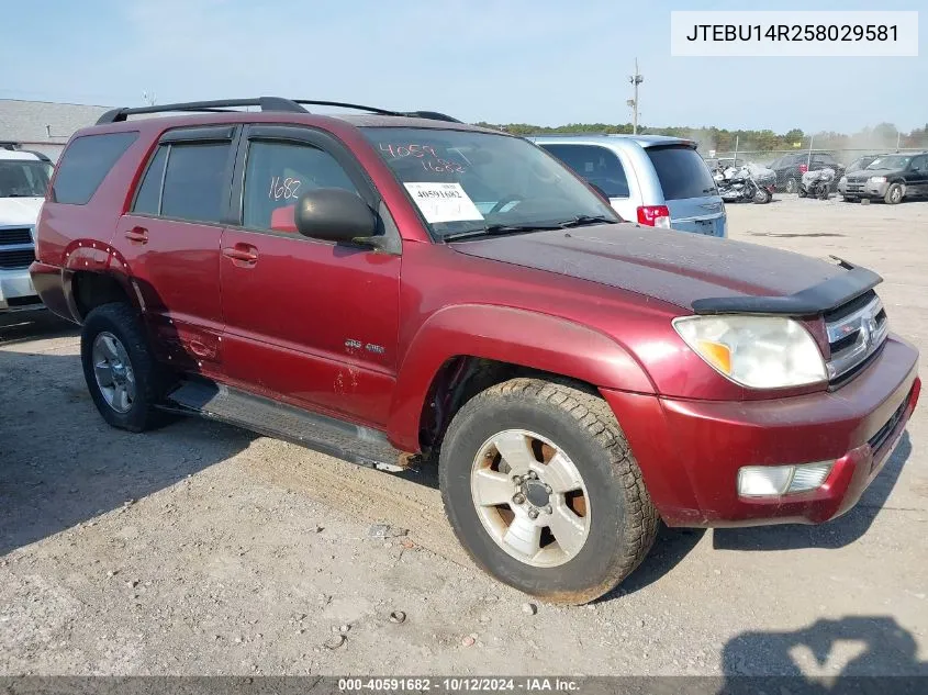 2005 Toyota 4Runner Sr5 V6 VIN: JTEBU14R258029581 Lot: 40591682