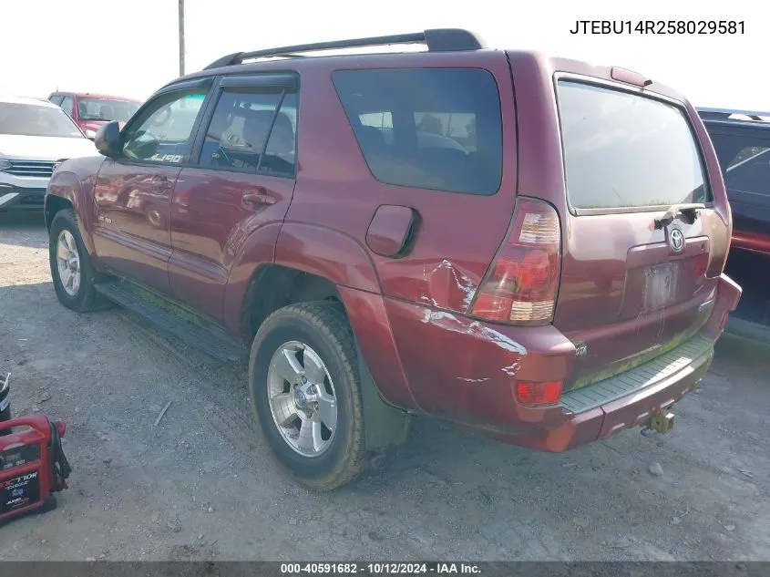 2005 Toyota 4Runner Sr5 V6 VIN: JTEBU14R258029581 Lot: 40591682