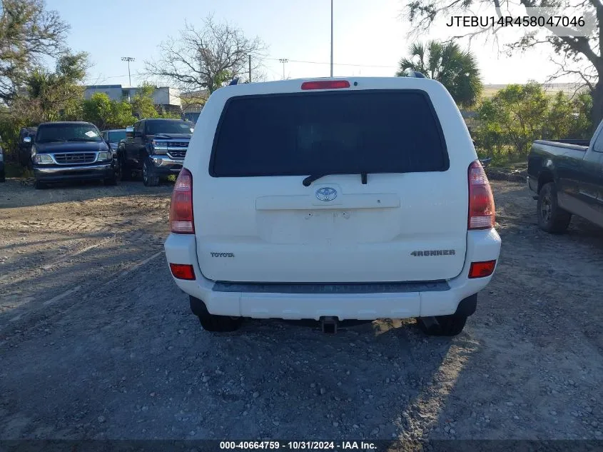 2005 Toyota 4Runner Sr5 V6 VIN: JTEBU14R458047046 Lot: 40664759