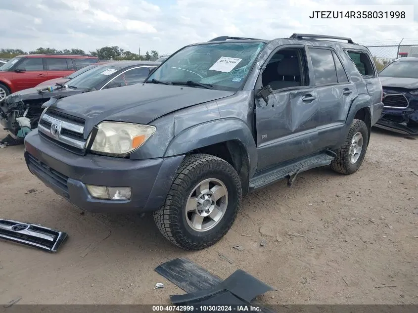 2005 Toyota 4Runner Sr5 V6 VIN: JTEZU14R358031998 Lot: 40742999