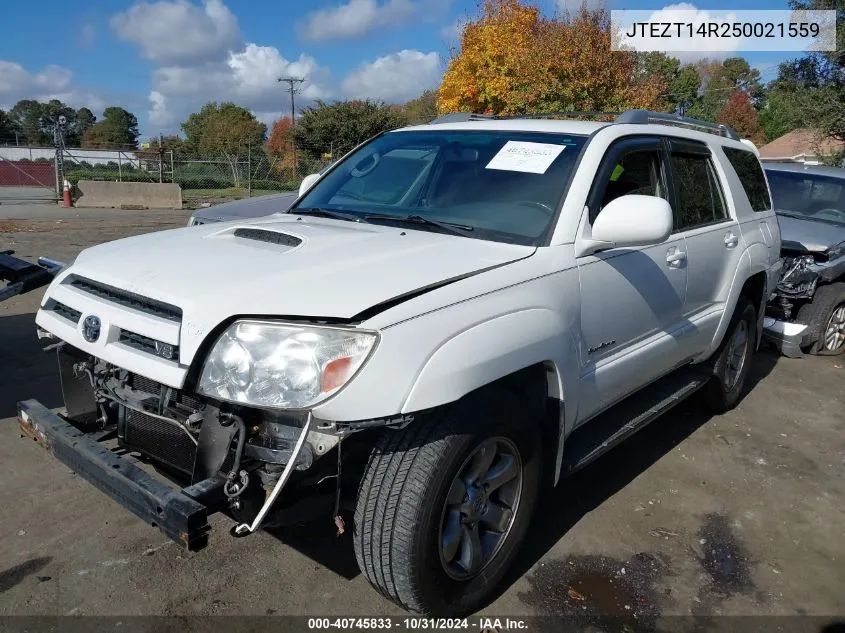 2005 Toyota 4Runner Sr5 Sport V8 VIN: JTEZT14R250021559 Lot: 40745833