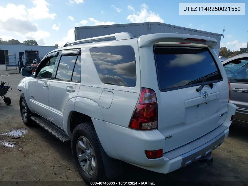 2005 Toyota 4Runner Sr5 Sport V8 VIN: JTEZT14R250021559 Lot: 40745833