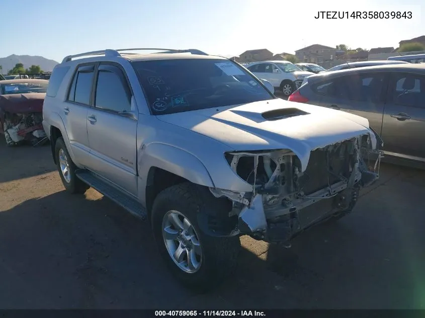 2005 Toyota 4Runner Sr5 Sport V6 VIN: JTEZU14R358039843 Lot: 40759065