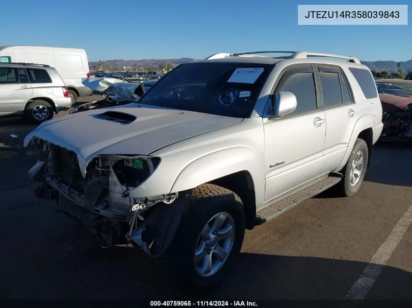 2005 Toyota 4Runner Sr5 Sport V6 VIN: JTEZU14R358039843 Lot: 40759065