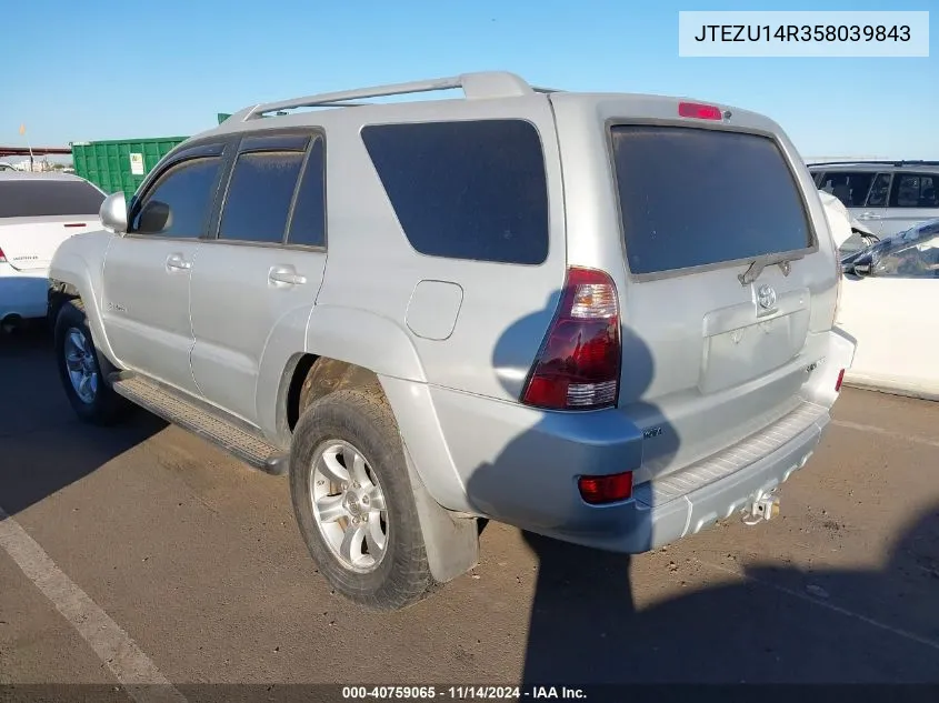 2005 Toyota 4Runner Sr5 Sport V6 VIN: JTEZU14R358039843 Lot: 40759065