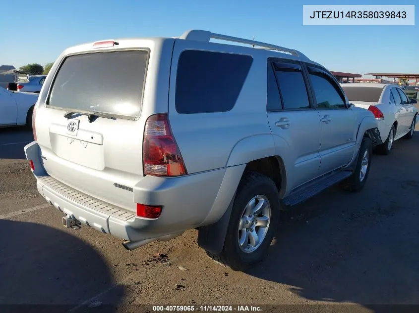 2005 Toyota 4Runner Sr5 Sport V6 VIN: JTEZU14R358039843 Lot: 40759065