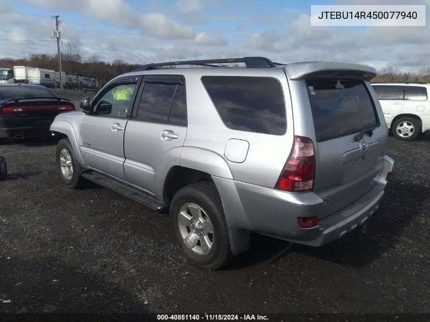 2005 Toyota 4Runner Sr5 V6 VIN: JTEBU14R450077940 Lot: 40851140