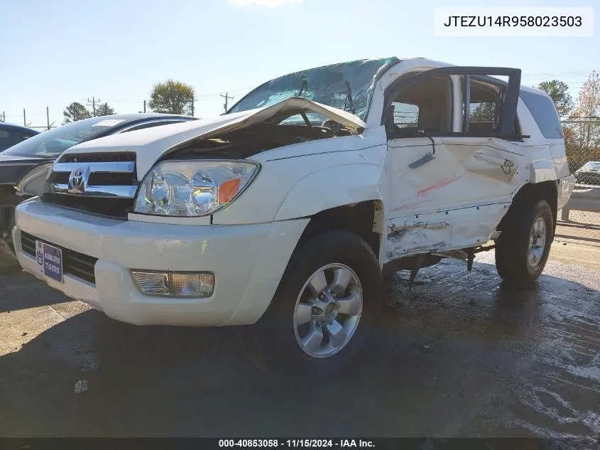 2005 Toyota 4Runner Sr5 V6 VIN: JTEZU14R958023503 Lot: 40853058