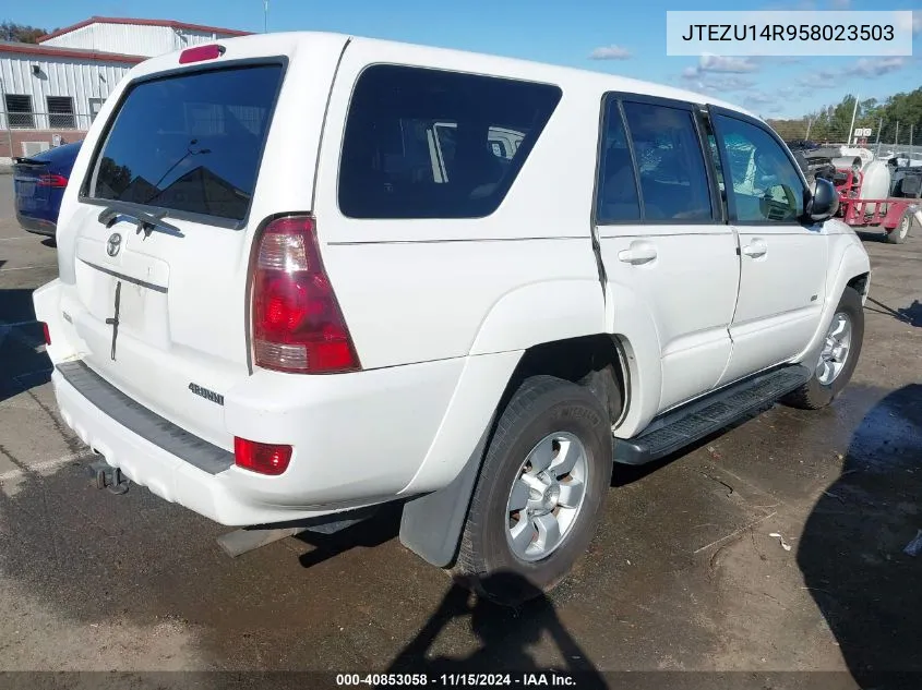 2005 Toyota 4Runner Sr5 V6 VIN: JTEZU14R958023503 Lot: 40853058