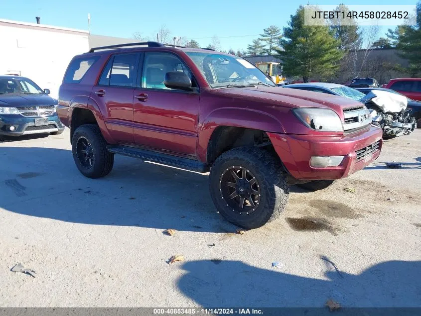 2005 Toyota 4Runner Sr5 V8 VIN: JTEBT14R458028452 Lot: 40853485