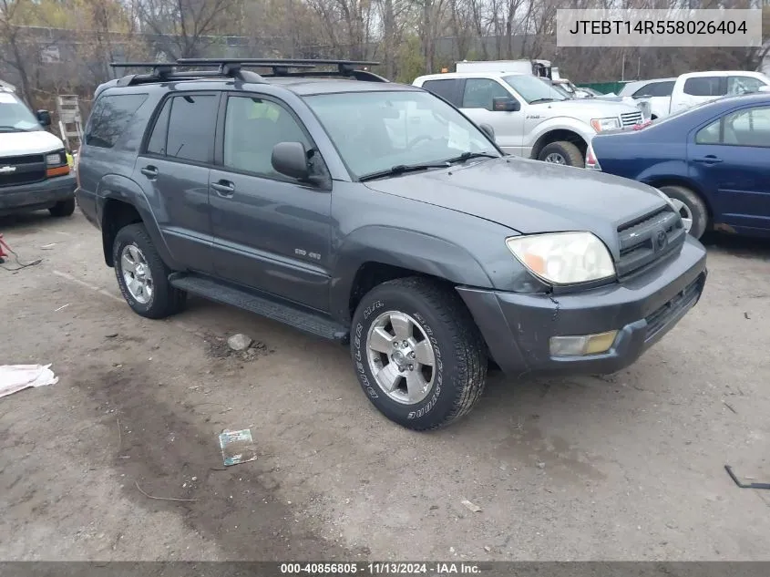 2005 Toyota 4Runner Sr5 V8 VIN: JTEBT14R558026404 Lot: 40856805