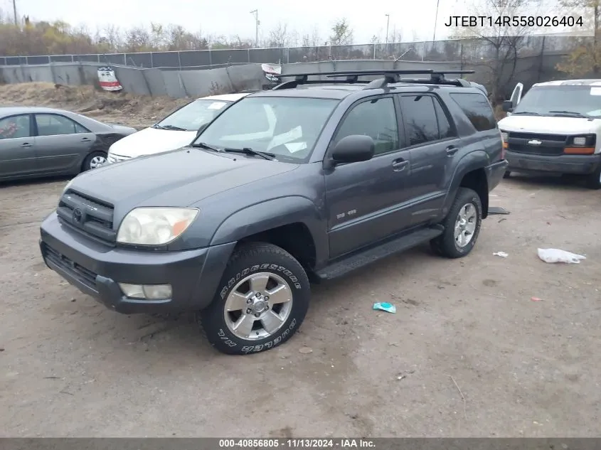 2005 Toyota 4Runner Sr5 V8 VIN: JTEBT14R558026404 Lot: 40856805