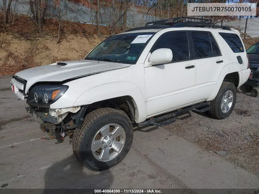 2005 Toyota 4Runner Limited V6 VIN: JTEBU17R750070105 Lot: 40864395