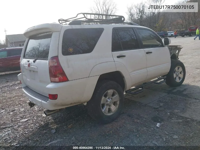 2005 Toyota 4Runner Limited V6 VIN: JTEBU17R750070105 Lot: 40864395